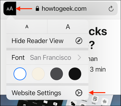 Go to Website Settings in Safari