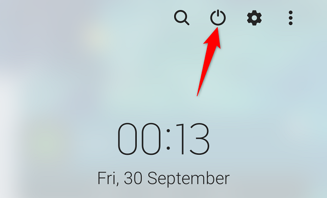 Нажмите на иконку питания в правом верхнем углу.