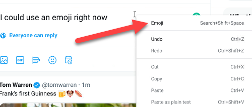 Выберите пункт Emoji в меню.