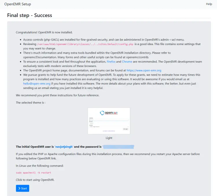 Финиш установки