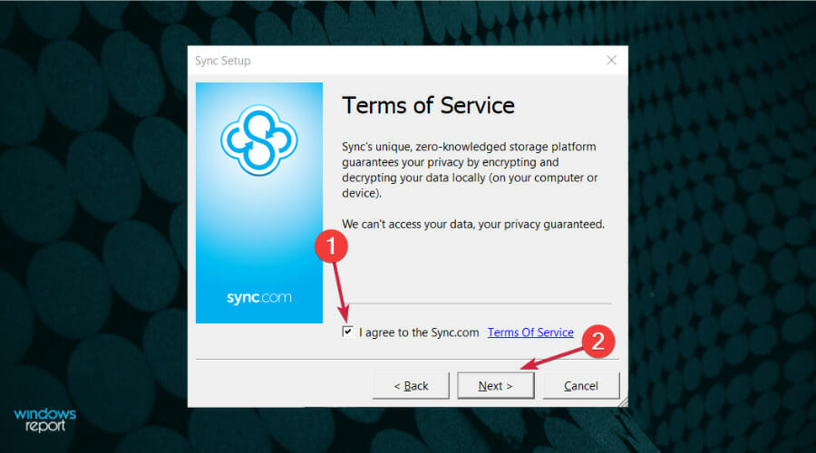 Форма выбора создания нового аккаунта Sync