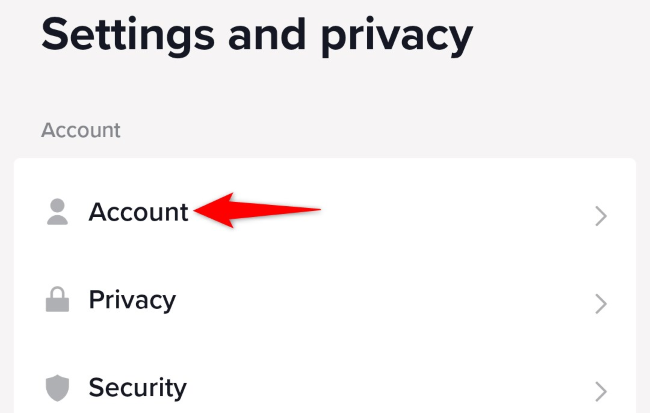 Выберите «Аккаунт».