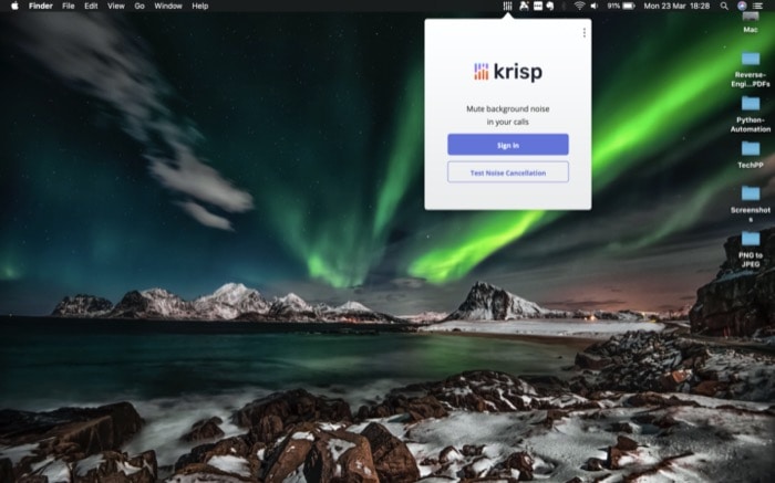 Экран входа в Krisp: авторизация через Google