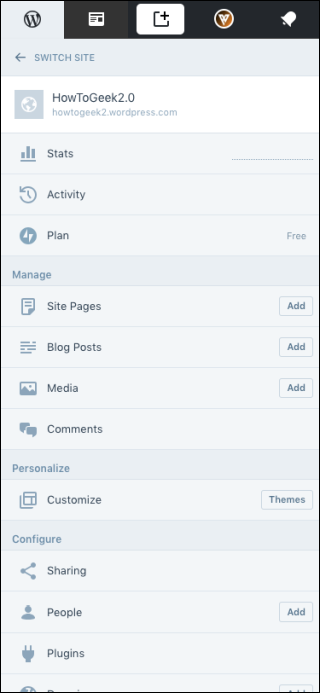 Интерфейс мобильного редактора WordPress
