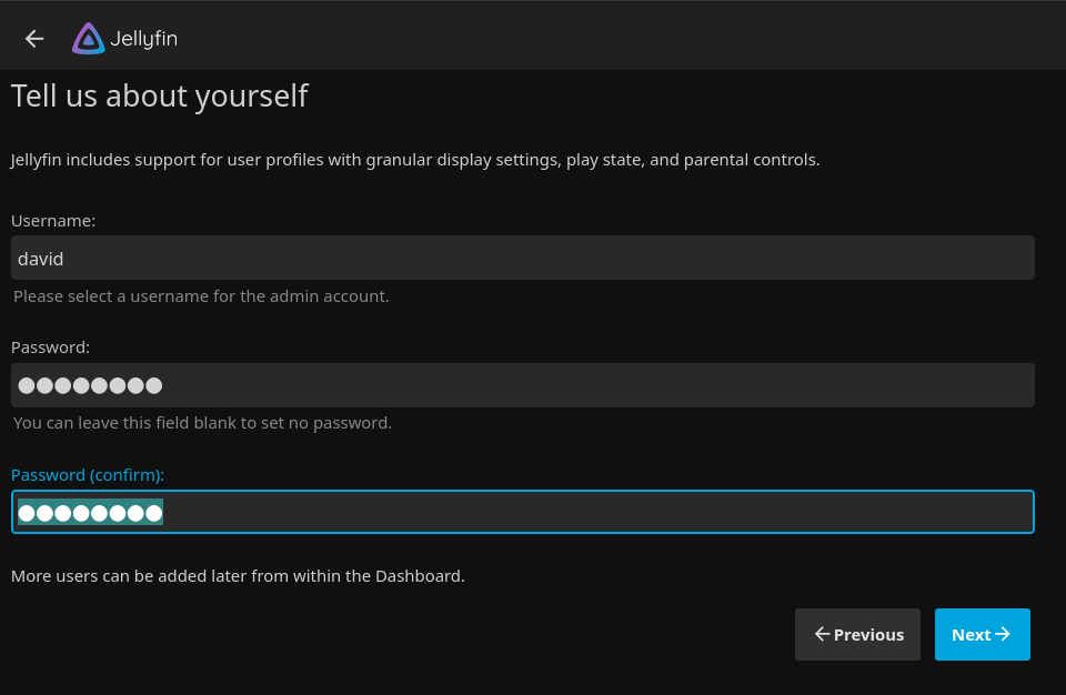 Форма с тремя полями: имя пользователя, пароль и подтверждение пароля