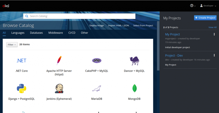 Панель управления OpenShift