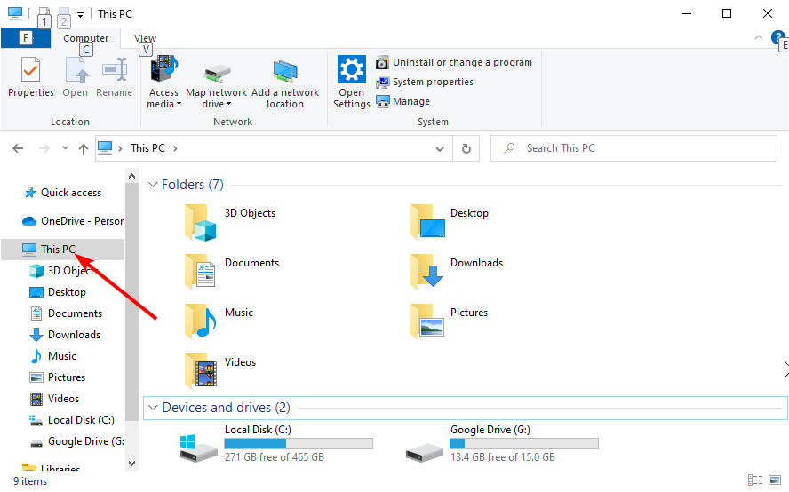 Проводник — раздел «Этот компьютер»