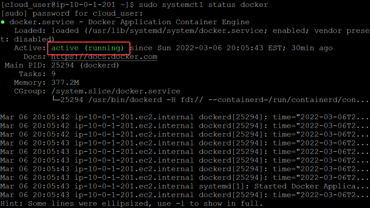 Статус systemd сервиса Docker
