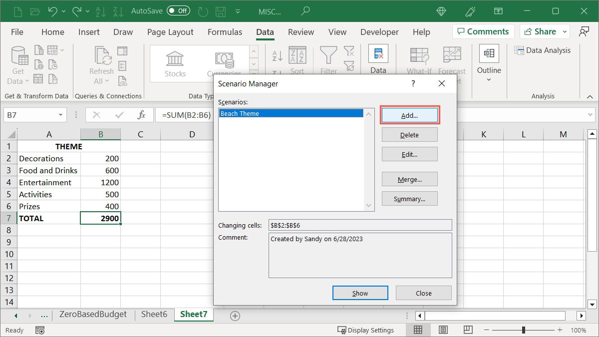 Добавление второго сценария