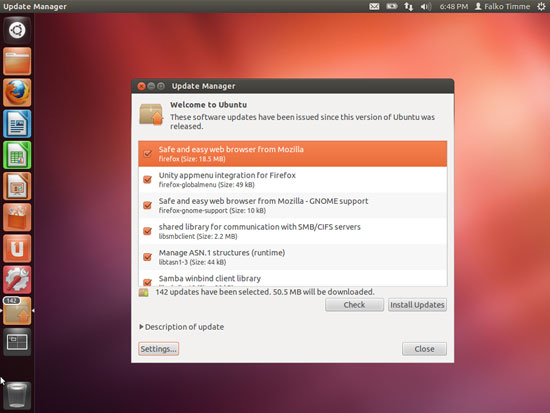 Кнопка Settings в окне Update Manager