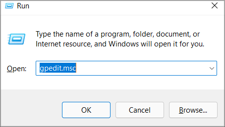 Диалог Run с командой gpedit.msc
