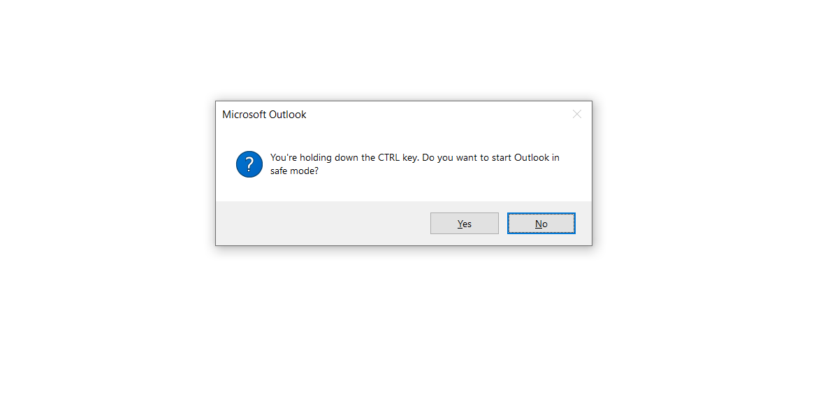 Удерживайте Ctrl при запуске Outlook