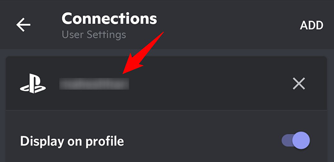 Аккаунт PlayStation Network в Discord на мобильном устройстве.