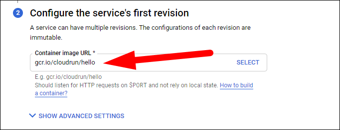Указание образа контейнера
