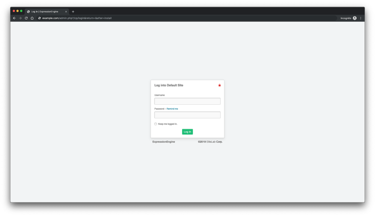 Страница входа в систему ExpressionEngine