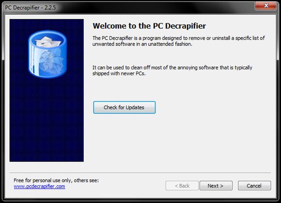 Окно PC Decrapifier с выбором программ для удаления