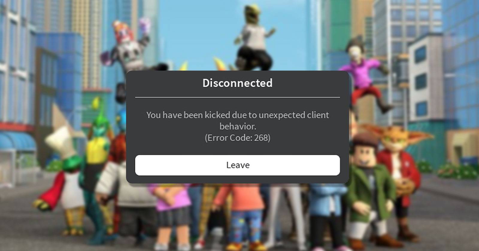 Окно ошибки Roblox с кодом 268