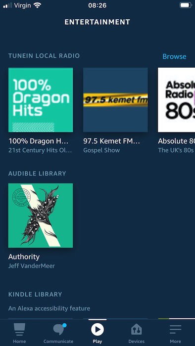 Просмотр местных радиостанций в приложении Alexa через TuneIn
