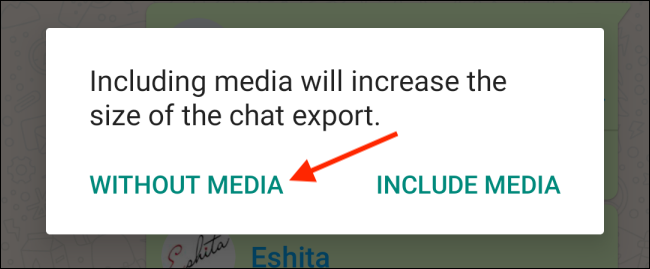 Выберите Без медиа в WhatsApp