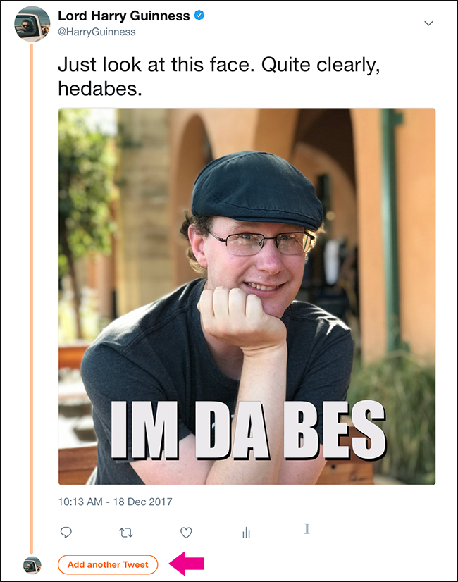 Кнопка добавления нового твита к опубликованному треду