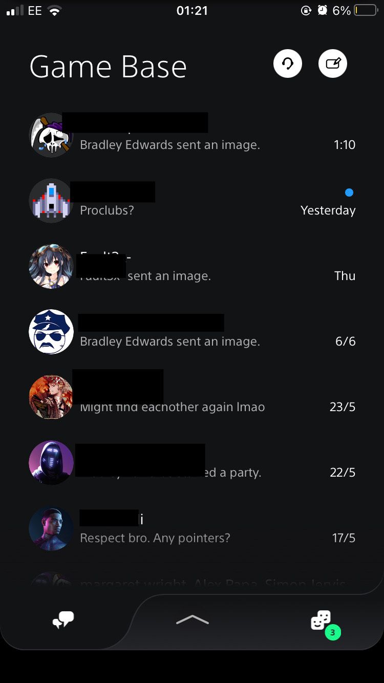 Игровая база в приложении PlayStation на iOS