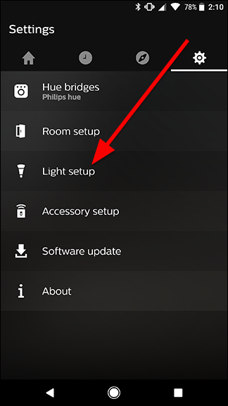 Идентификатор и название лампы в интерфейсе Hue