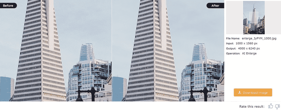 Immobilienfoto vor und nach Upscale mit Vance AI