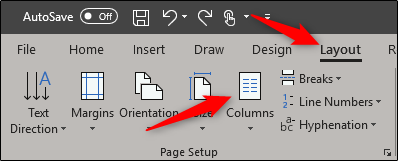 Вкладка «Разметка» в Word