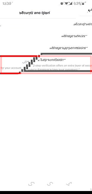 Option vérification en deux étapes TikTok