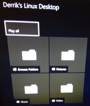 Папки сервера в Media Player на Xbox One