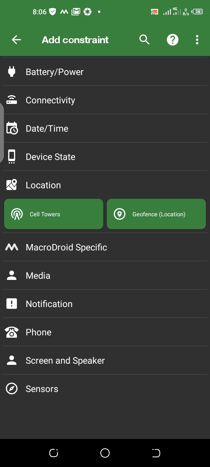 Настройка геозоны в MacroDroid