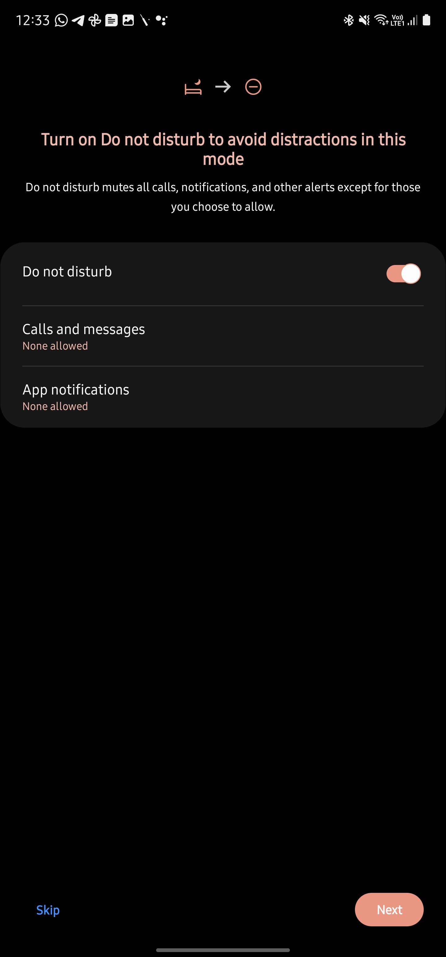 Не беспокоить в режиме сна