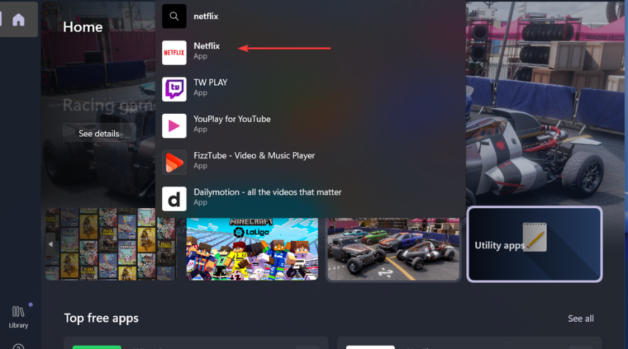 Поиск Netflix в Microsoft Store