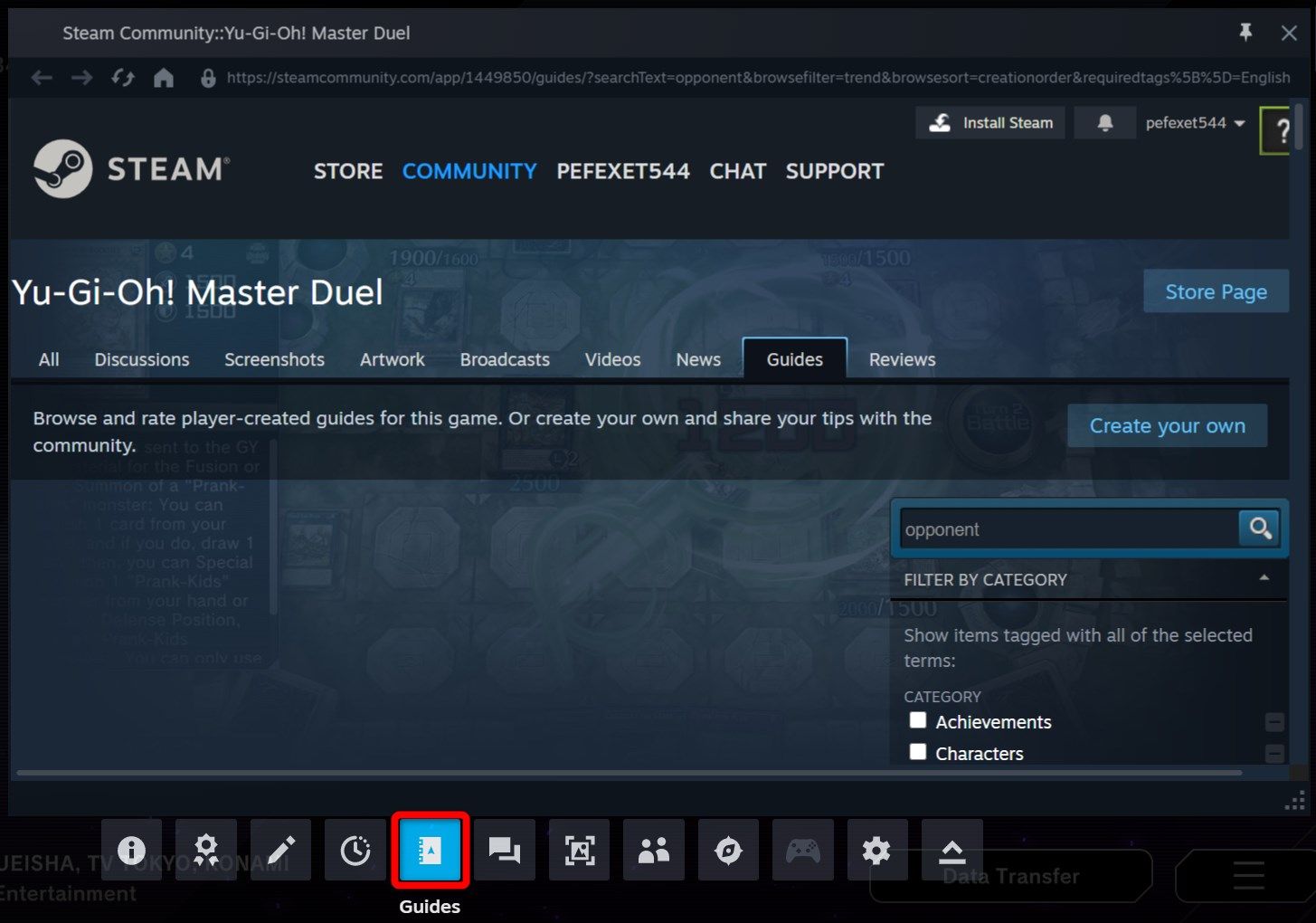 Открытие гайдов в Steam Overlay.