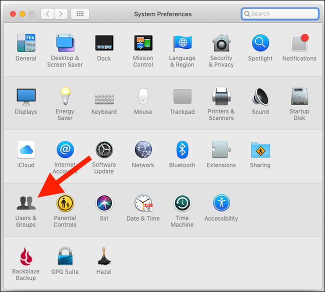 Откройте раздел Пользователи и группы