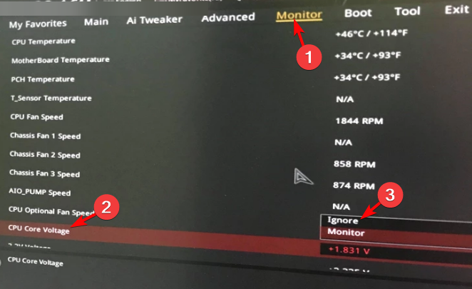 Настройка мониторинга напряжения процессора