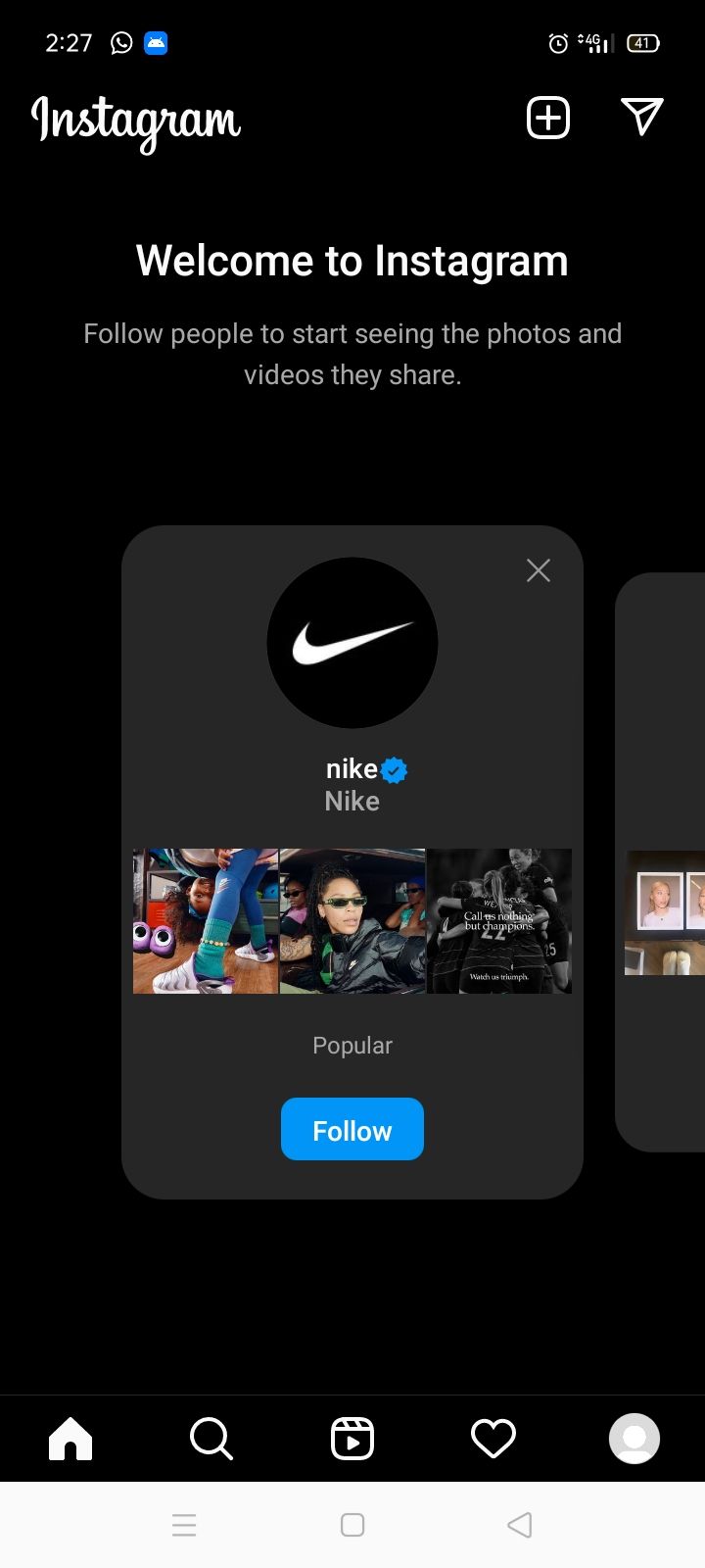 Скриншот главной страницы Instagram