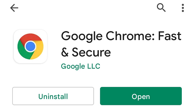 Кнопка «Обновить» на странице приложения Chrome в Google Play.