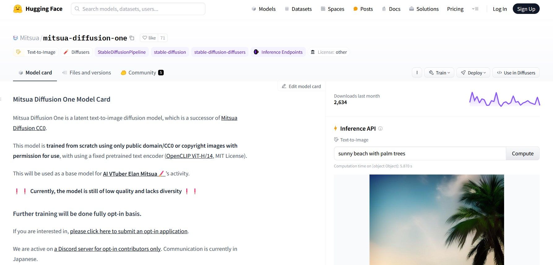 Mitsua Diffusion One: модель Hugging Face, обучена на публичных данных