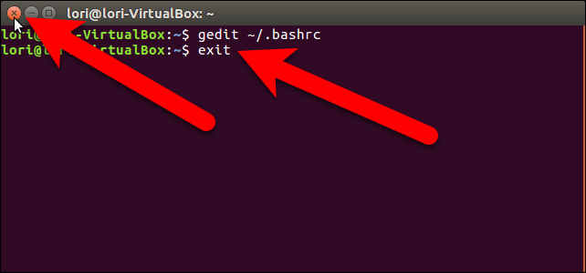Закрытие окна терминала