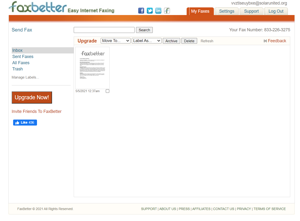 Входящие в бесплатной версии FaxBetter.