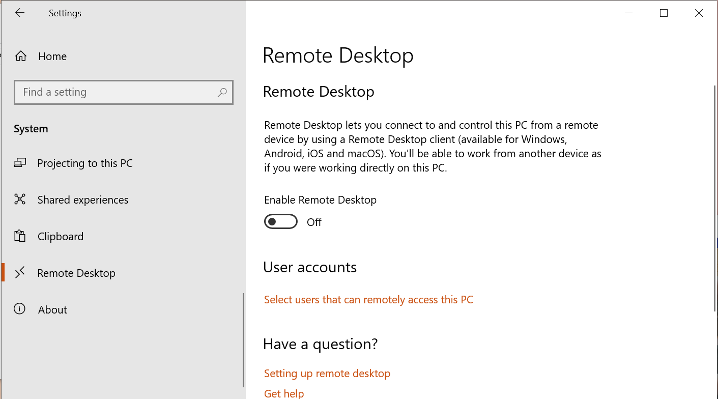Настройка Remote Desktop на Windows и других устройствах