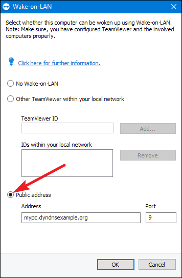 TeamViewer: пробуждение по публичному адресу