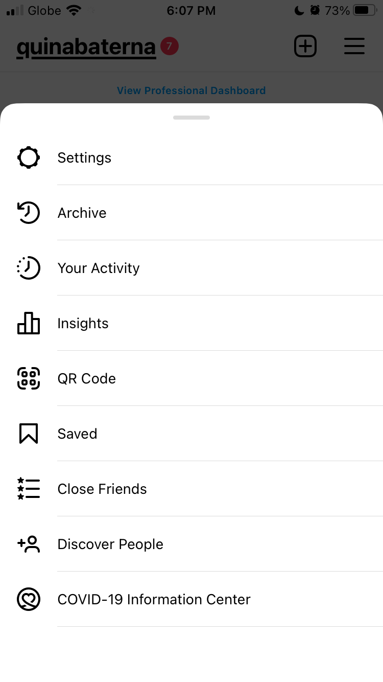 Иконка меню в Instagram