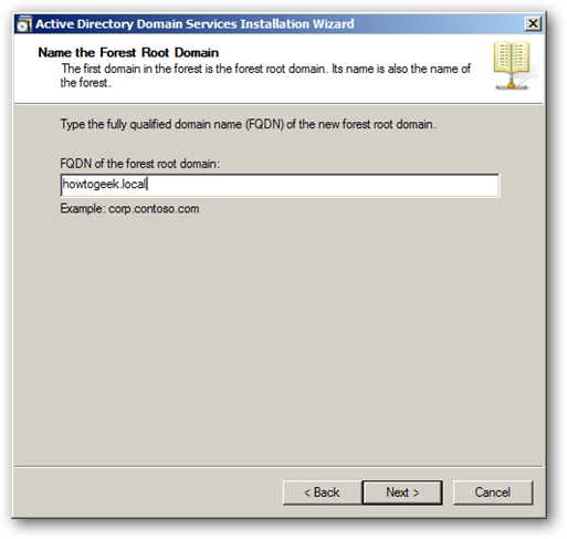 Указание имени домена (.local в примере)