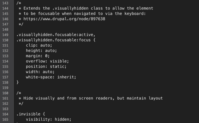 Комментарий в CSS объясняет подход к адаптивности и print