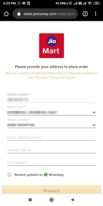 Каталог товаров JioMart в интерфейсе WhatsApp