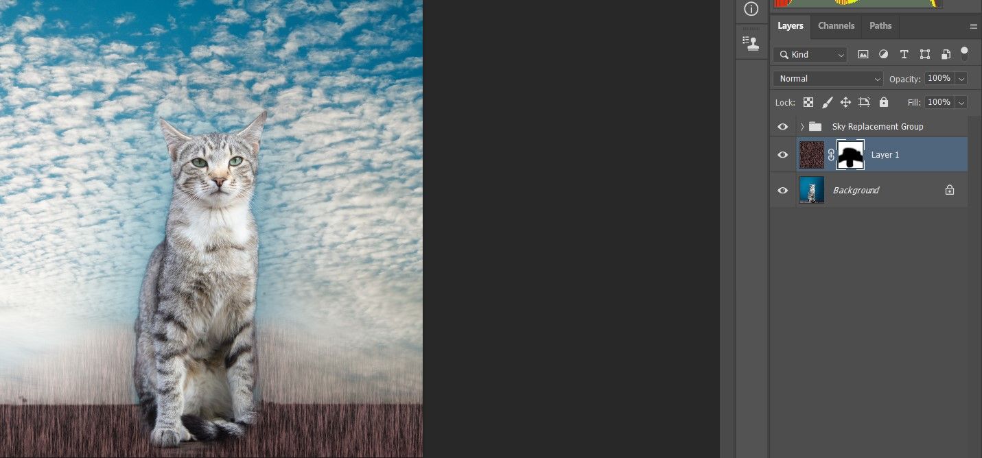 Стирание текстуры с области неба и оставление её для гор