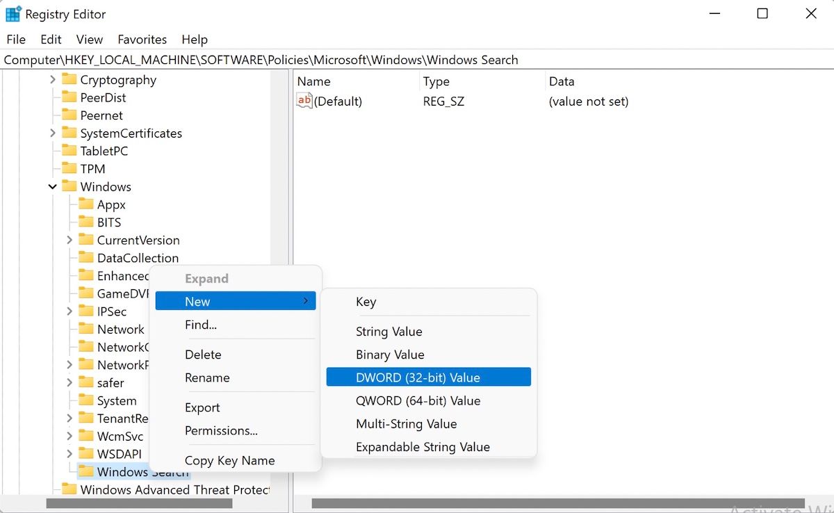 creating dword value