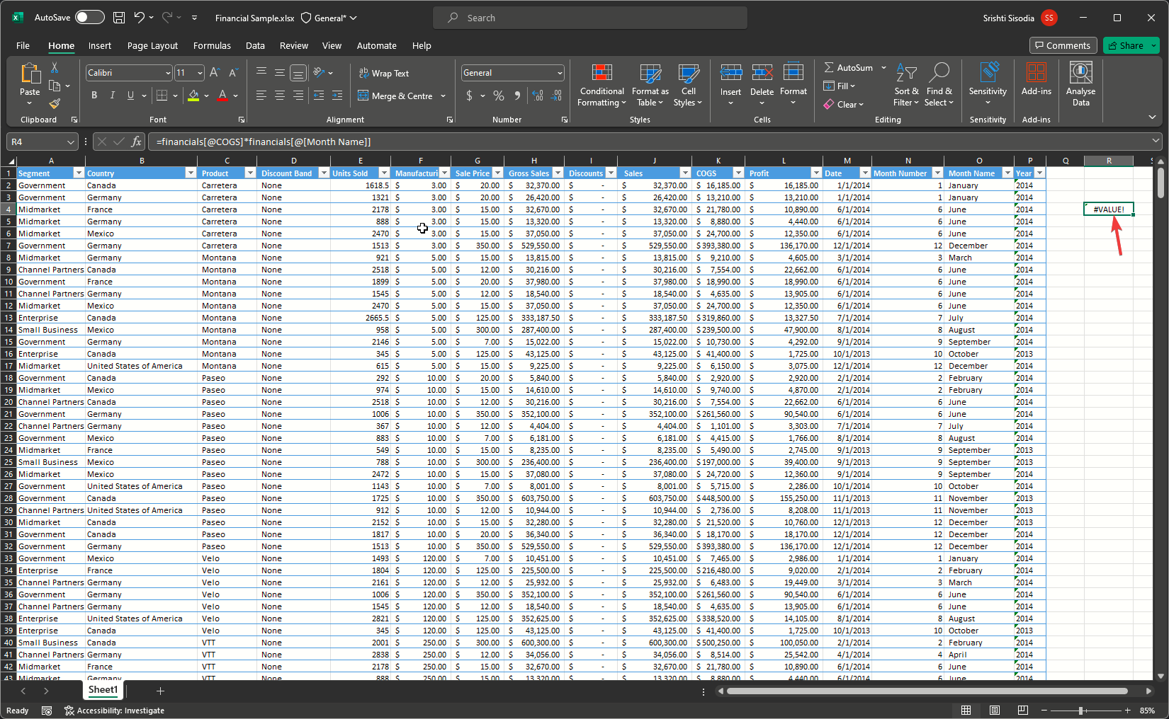 Исправление ошибки #VALUE в Excel